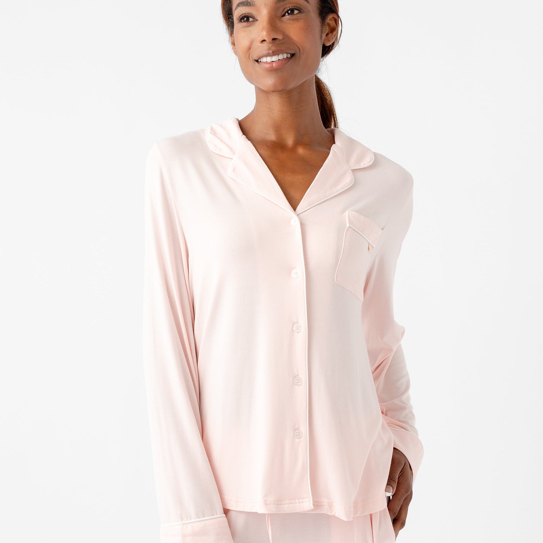 Blossom@woman wearing blossom cozy earth pajamas