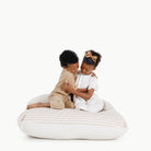 Cafe Stripe / Square@Kids sitting on the Cafe Stripe Square Floor Cushion