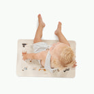 Dogs (on sale)@Overhead of toddler sitting on dogs micro