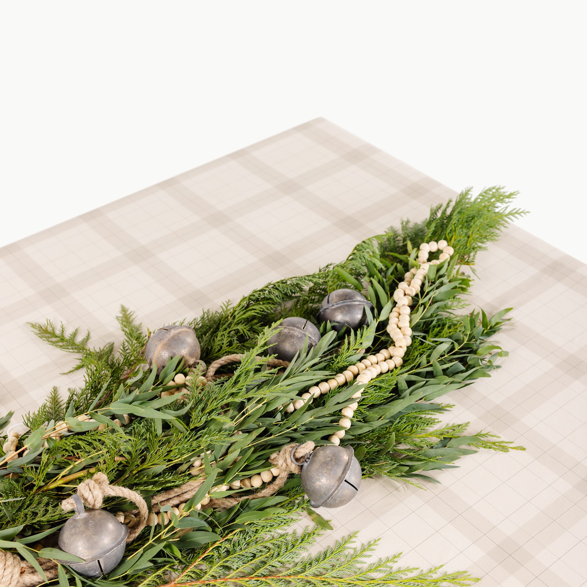 Dove (on sale)@overhead of dove tablecloth on table