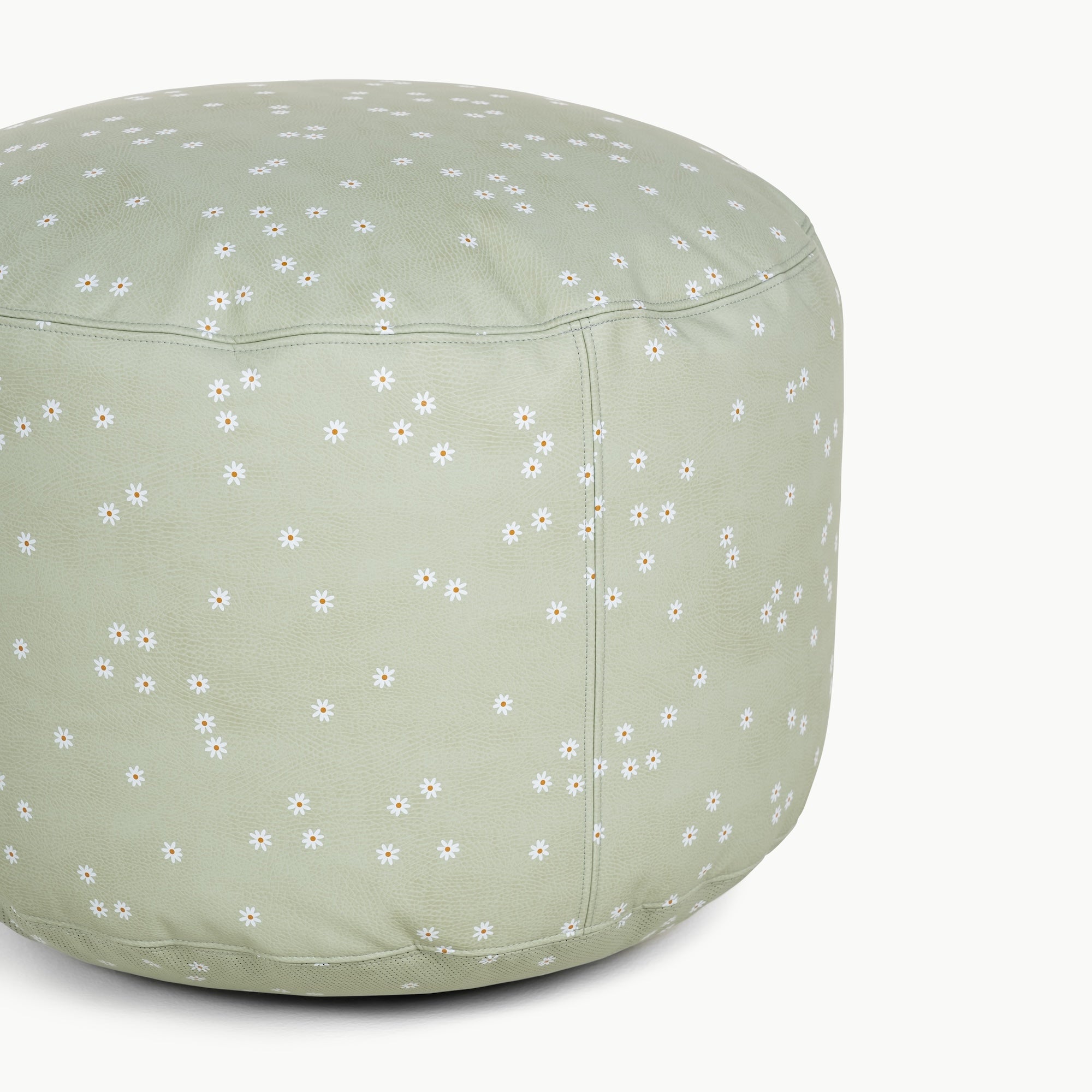 Flora@seam deatil on circle pouf