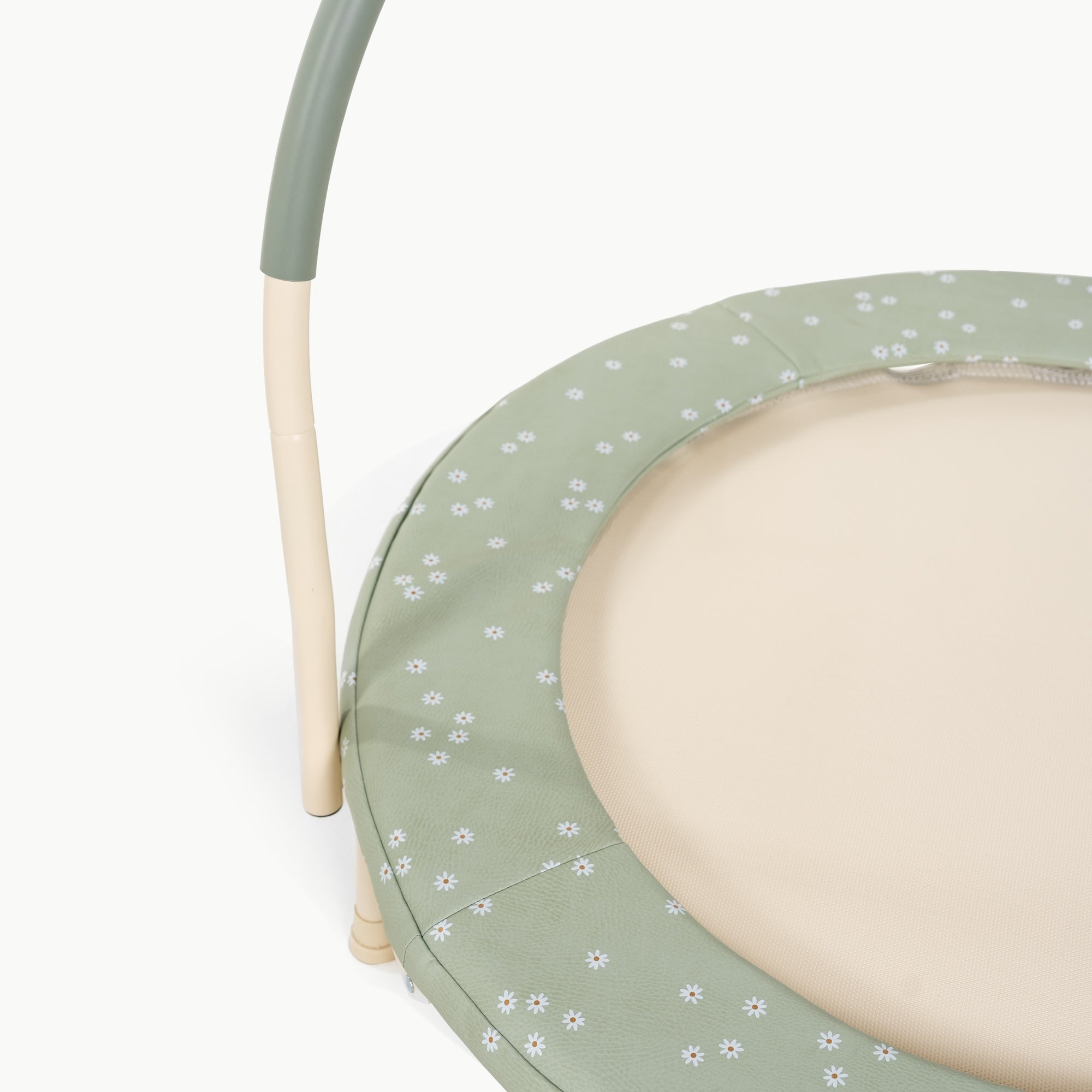 Flora@Close-up of durable indoor trampoline designed for toddlers and young children
