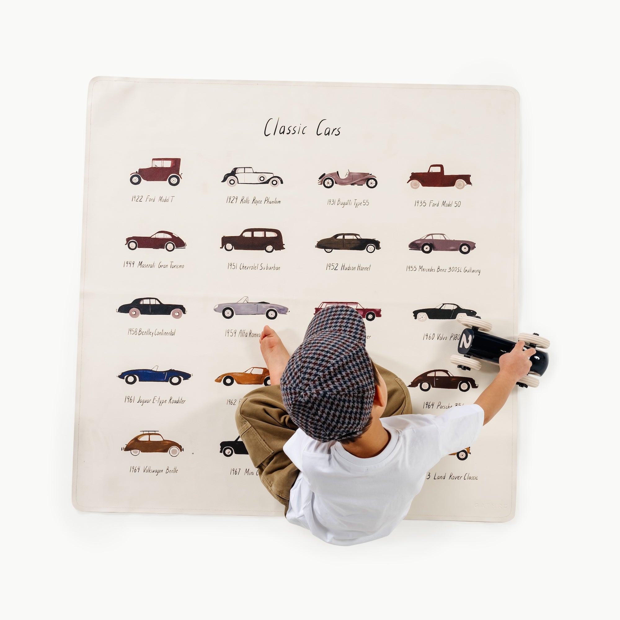 Classic Cars@overhead of a little boy playing