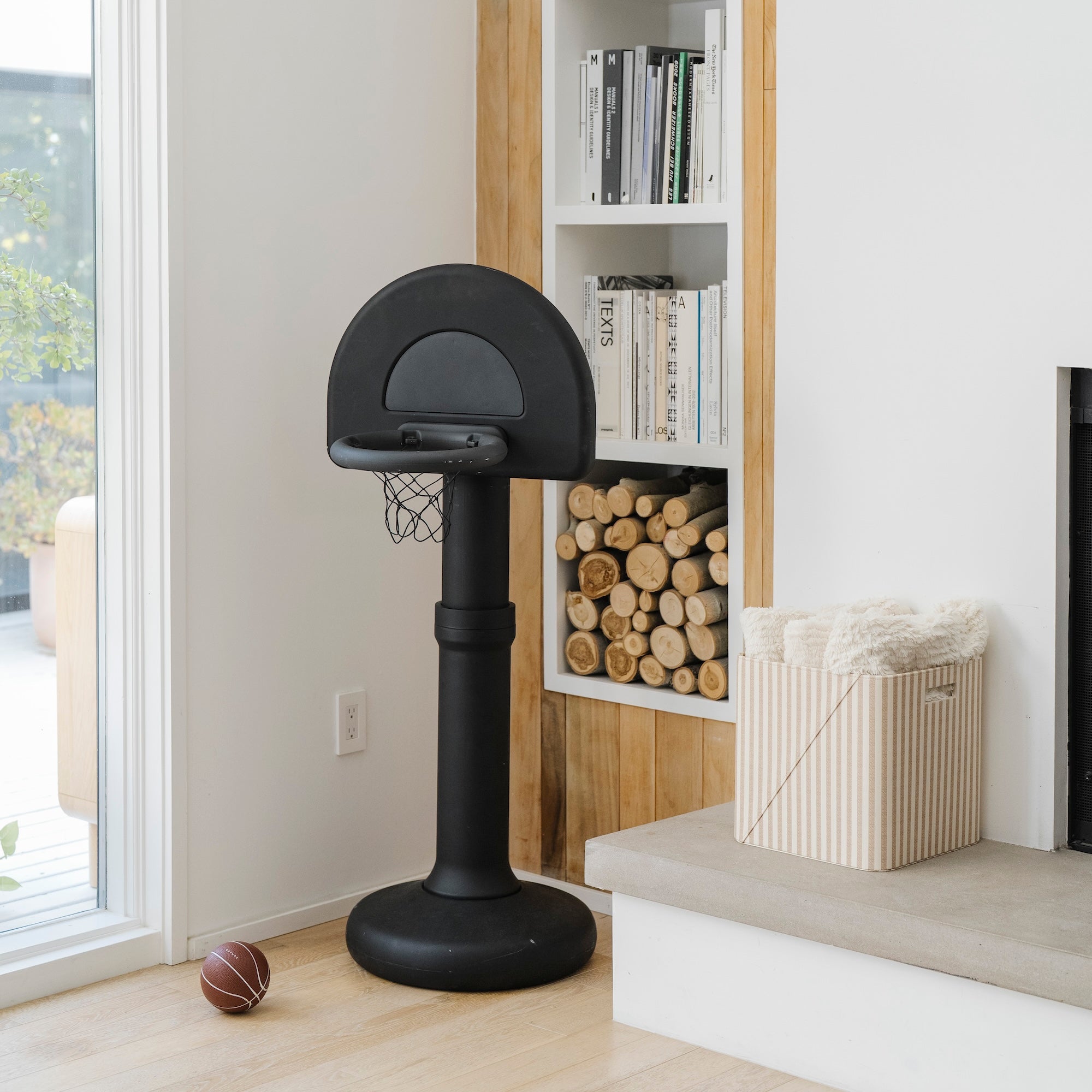 Raven@raven basketball hoop in a home