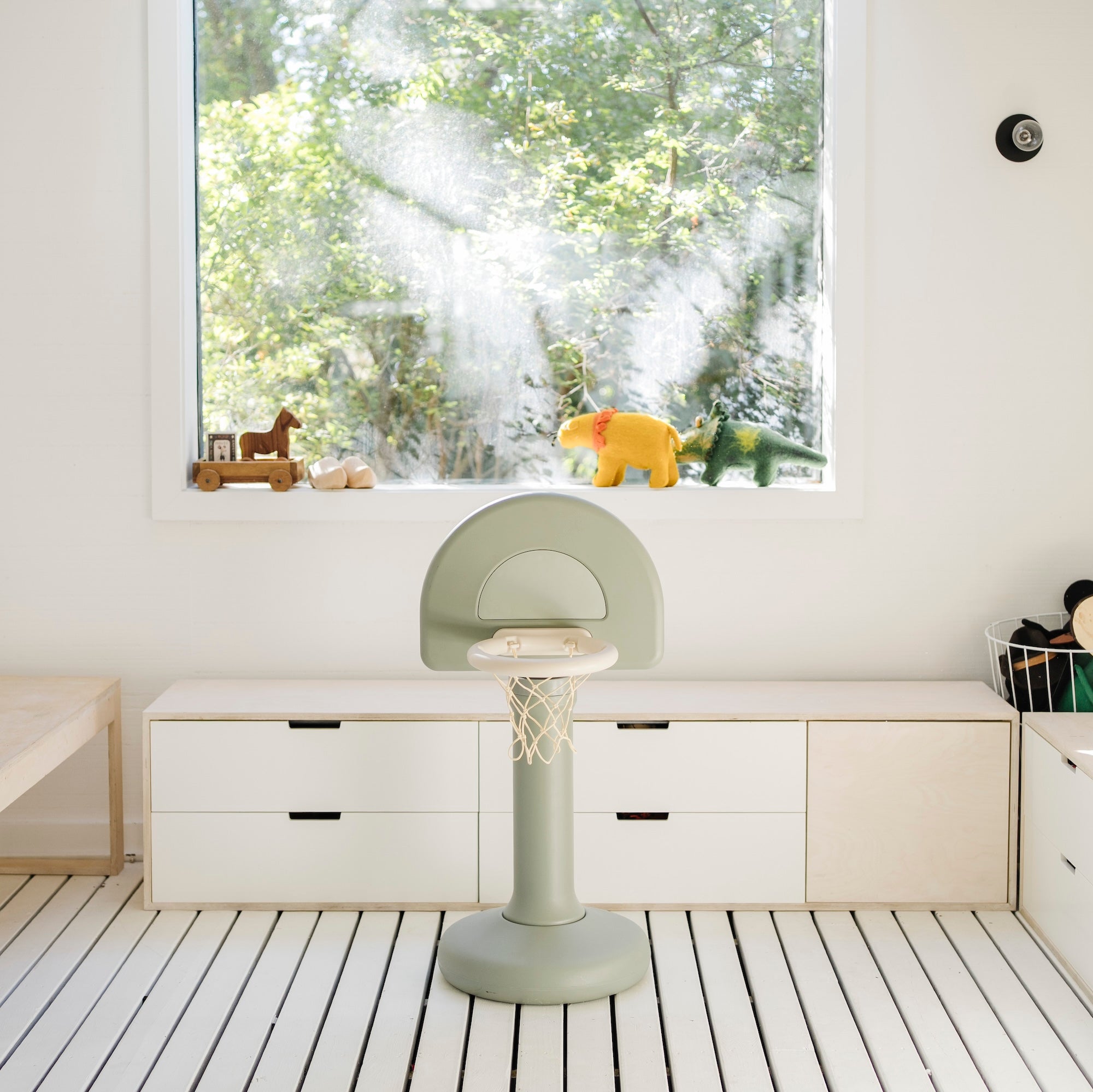 Palm@palm basketball hoop in a home