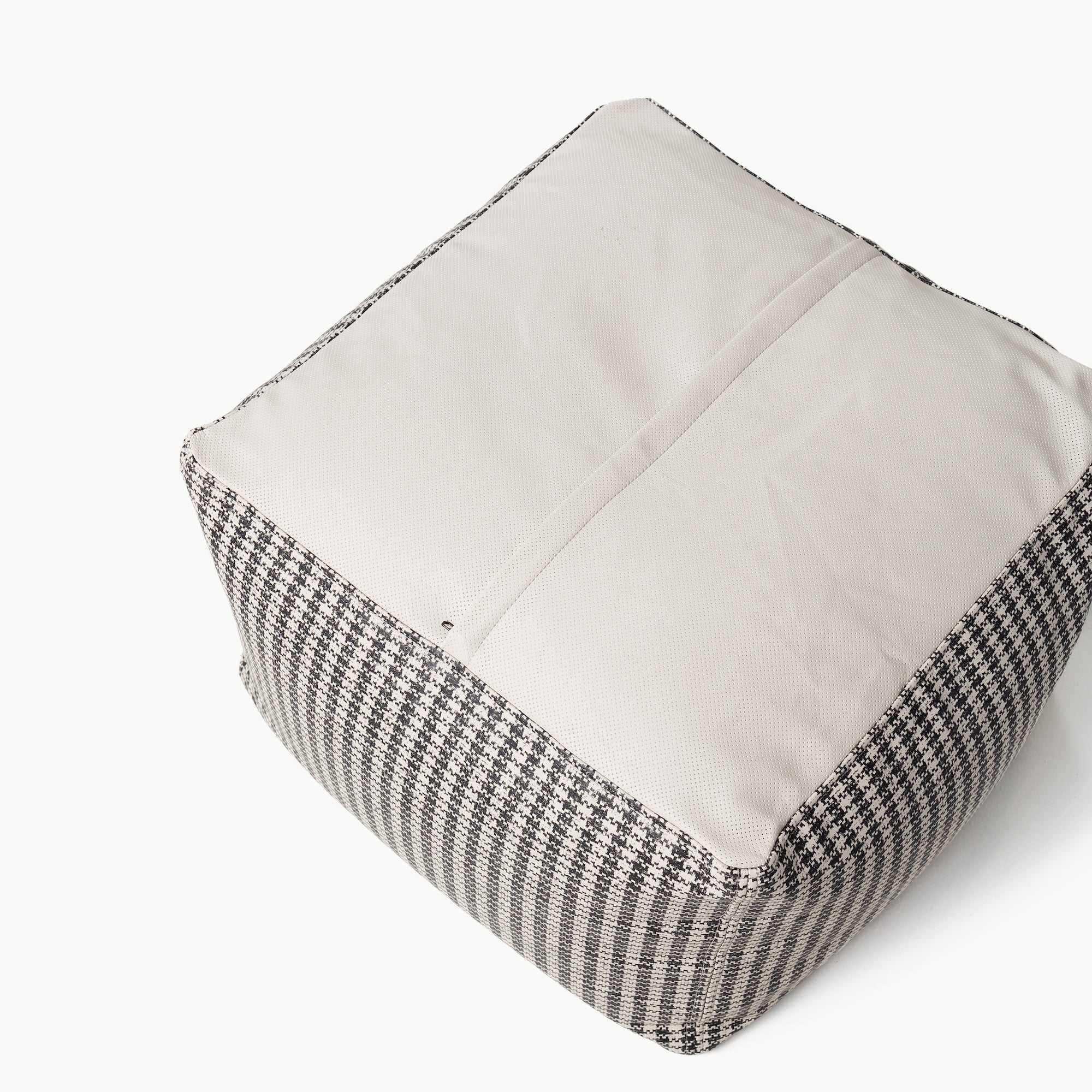 Houndstooth (on sale)@perforated bottom on the houndstooth square pouf