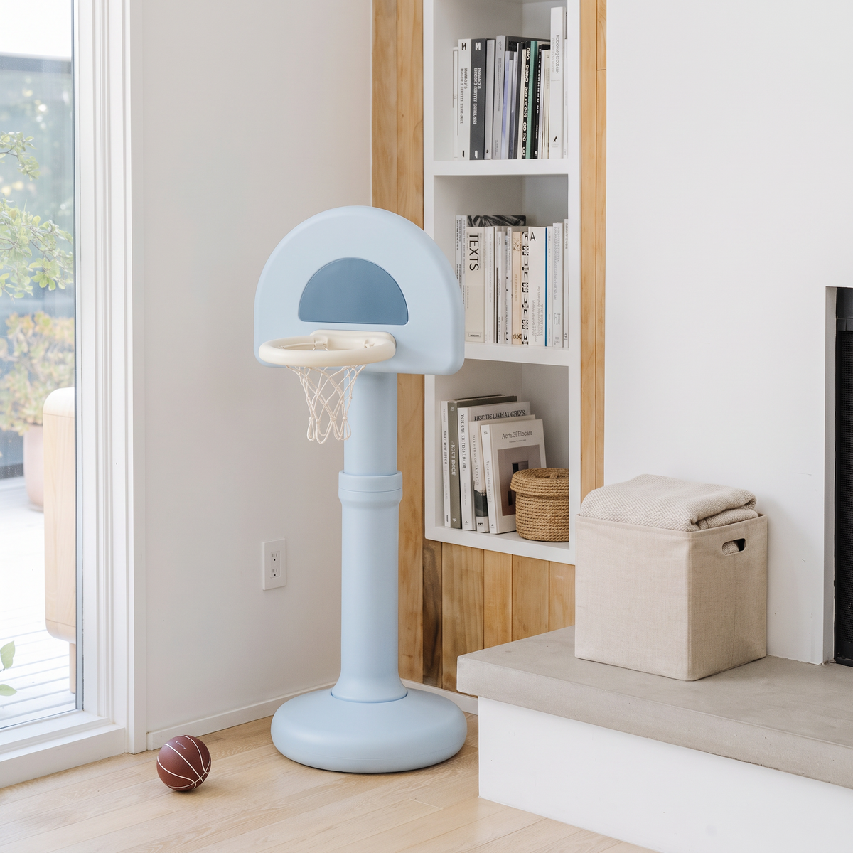 Quarry@Toddler basketball hoop designed for indoor and outdoor play in a home