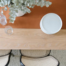 Ginger (on sale)@overhead of ginger table runner on dining table