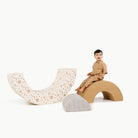 Paris • Wheat • Stone Stripe@kid playing on the paris arc playset