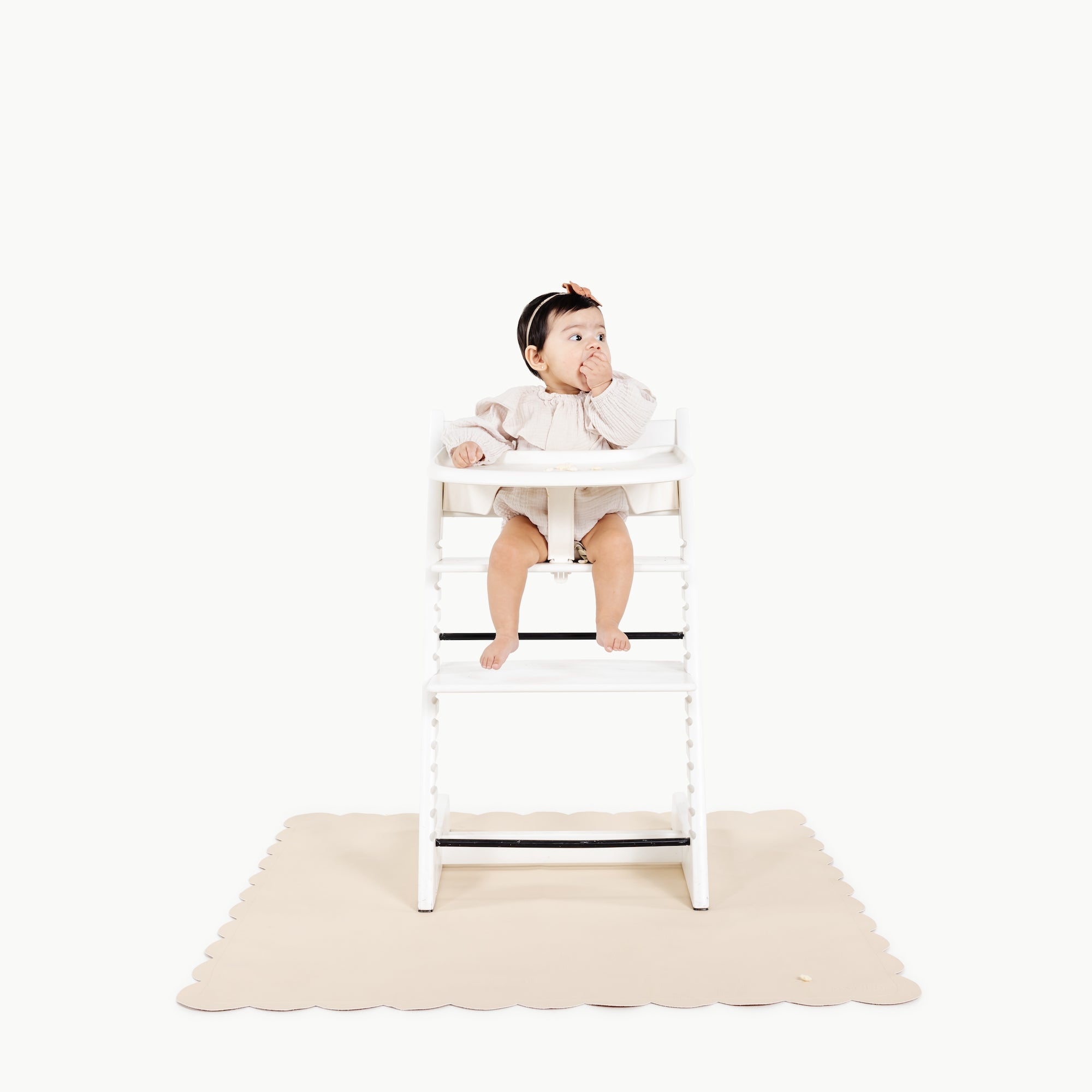Petal Scallop (on sale)@baby in a highchair on the petal mini mat
