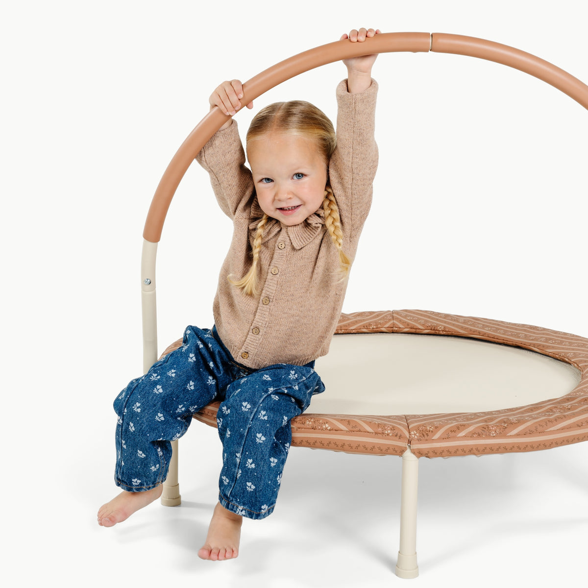 Floral Stripe@Children’s indoor trampoline with modern design for active play at home