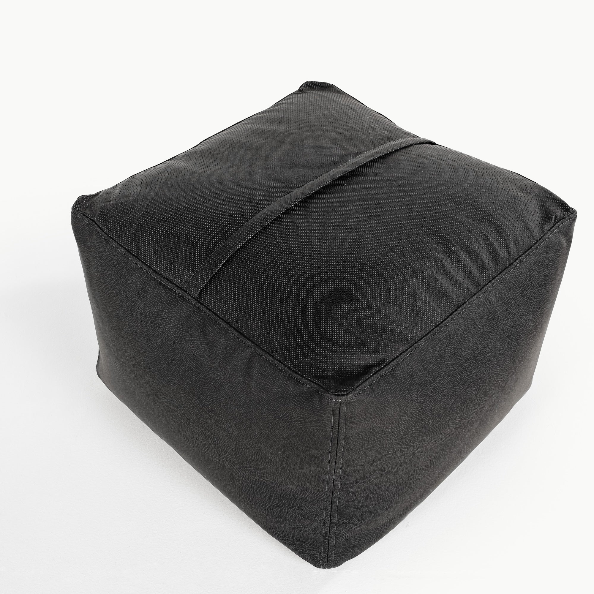 Raven (on sale)@bottom zipper detail of the Raven Square Pouf