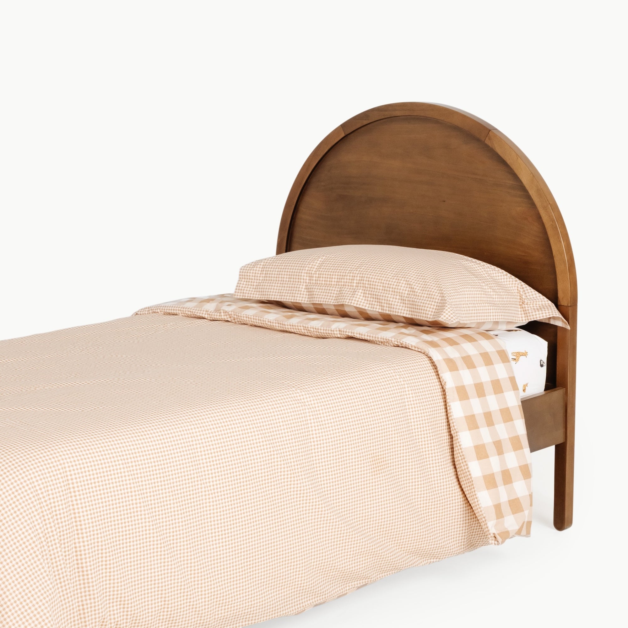 Tan Gingham@Reversible cotton duvet cover for kids bedding