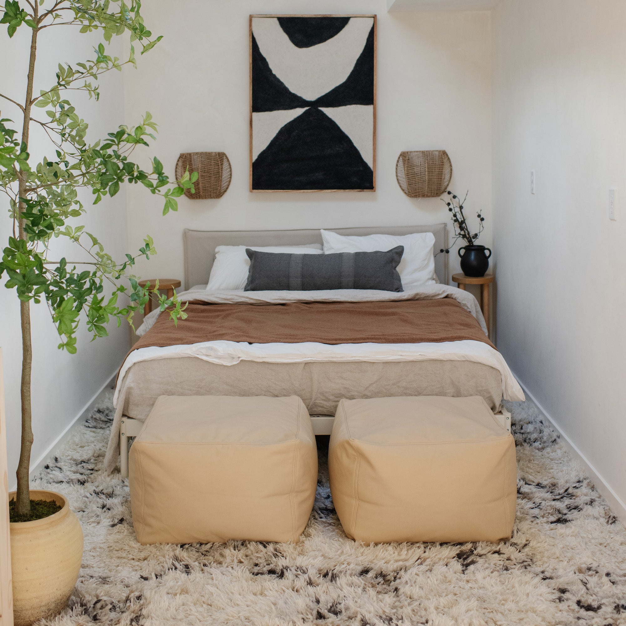 Tassel (on sale)@lifestyle image of square pouf