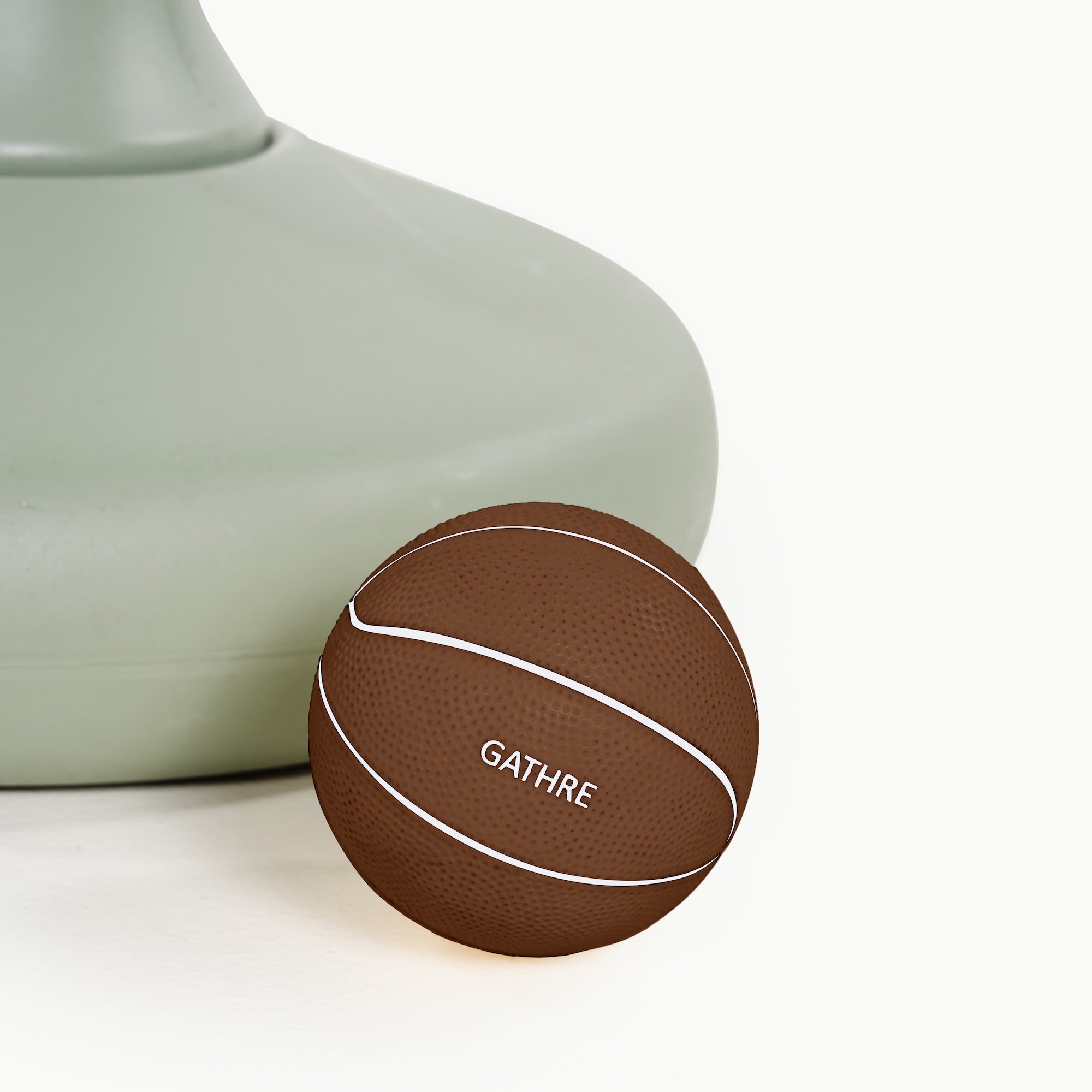 Palm@Palm basketball hoop with close up of ball