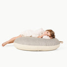 Stone Stripe / Circle@little girl sitting on the Stone Stripe Circle Floor Cushion