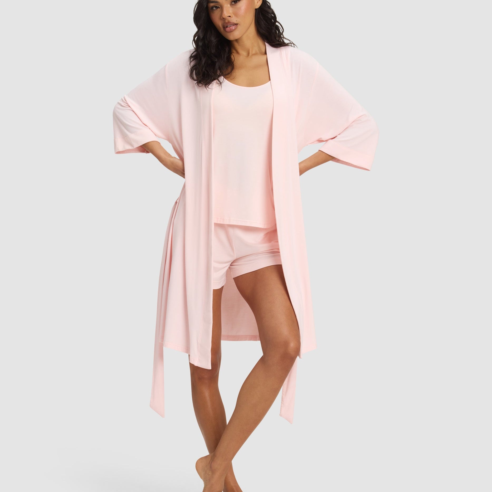 Blossom@woman wearing a blossom cozy earth robe