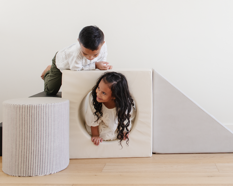 Kids playing on the Block Playset.