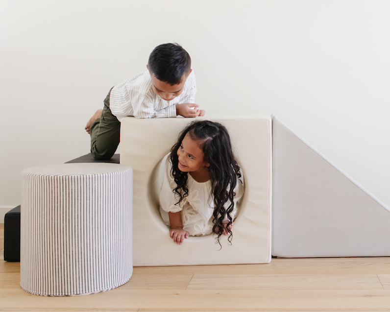Kids playing on the Block Playset.