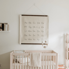 Alphabet@Alphabet Mini Mat hanging on wall above crib