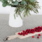 Stone Stripe (on sale)@detail of stone stripe tablecloth on table