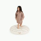 Pencil Stripe (on sale) / Circle@Kid standing on the Pencil Stripe Circle Floor Cushion