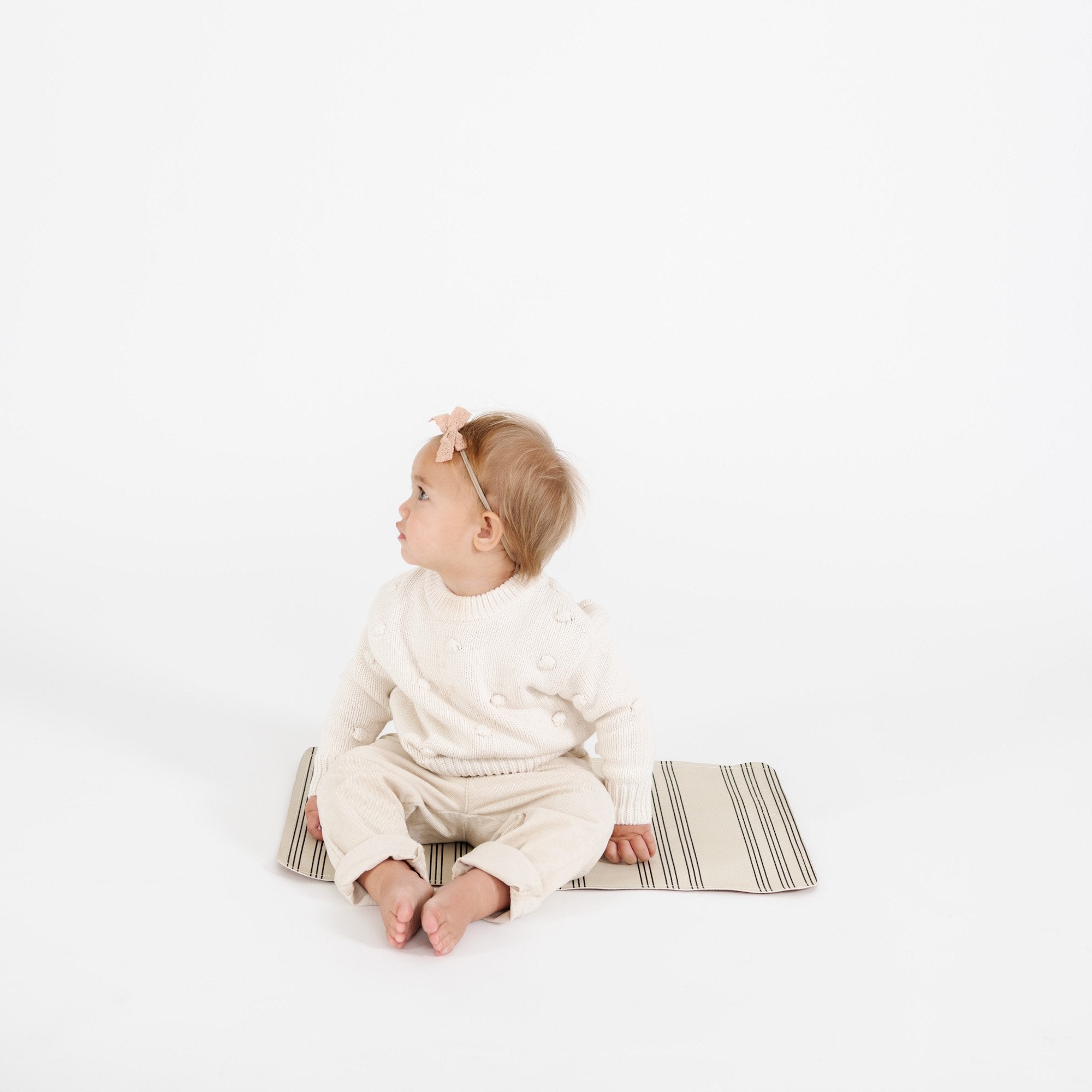 Pencil Stripe (on sale)@Baby sitting on the Micro Pencil Stripe Mat