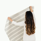 Pencil Stripe (on sale)@Woman holding the Pencil Stripe Mini Mat