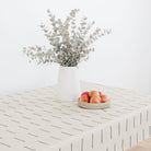 Blanc Dash (on sale)@Overhead Blanc Dash Tablecloth on table