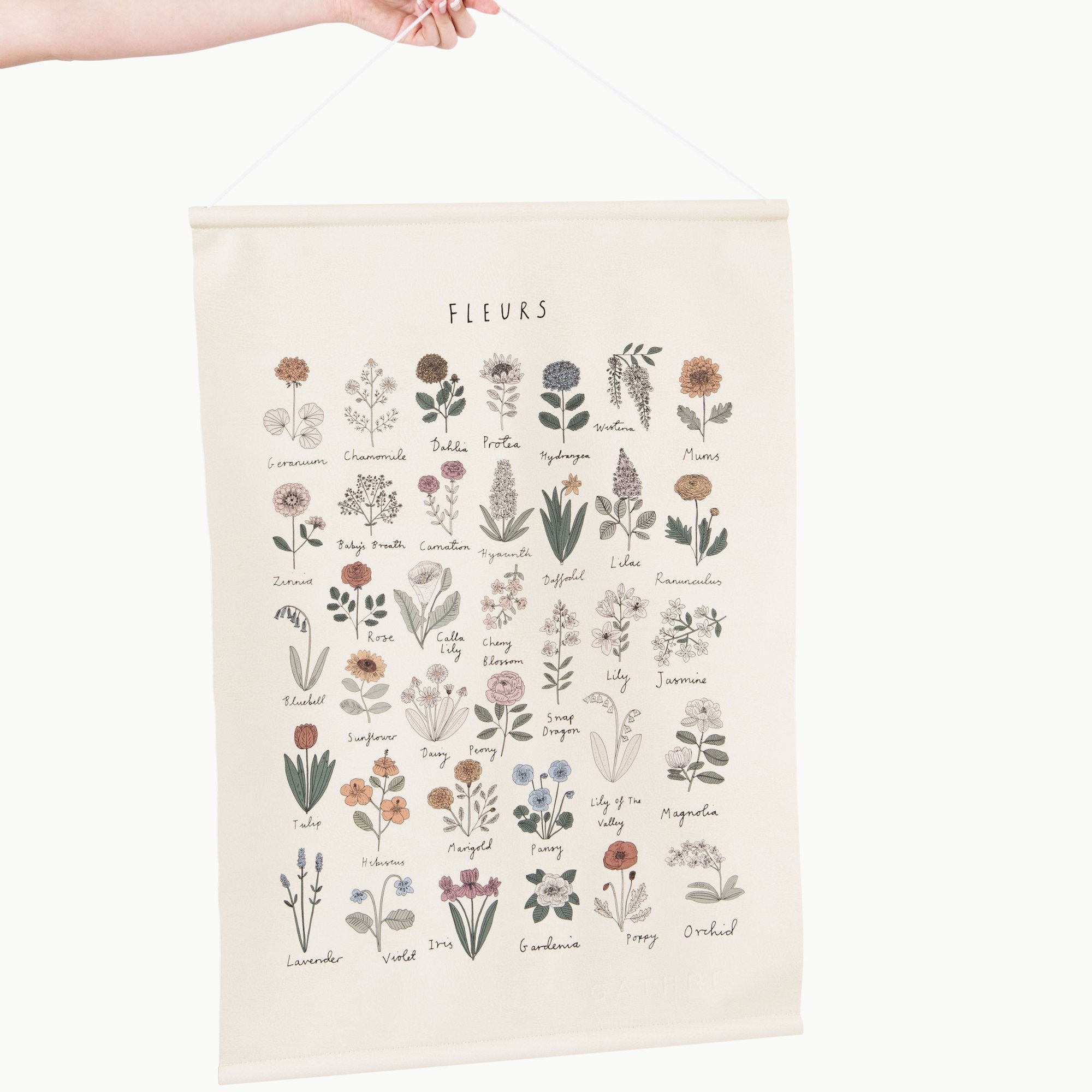 Fleurs@Up close photo of woman holding the Fleurs Poster