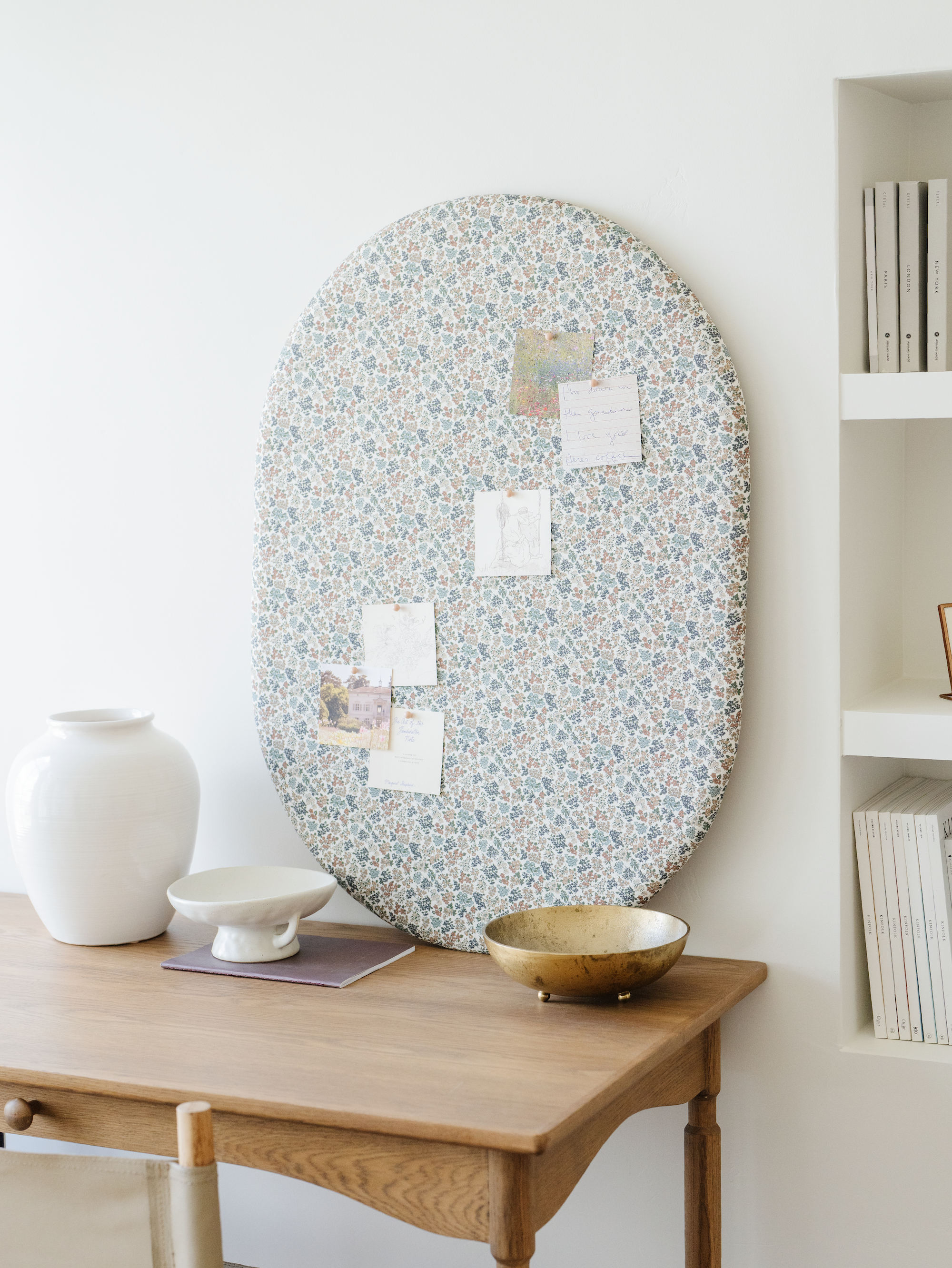 Pinboard propped on a table in an office