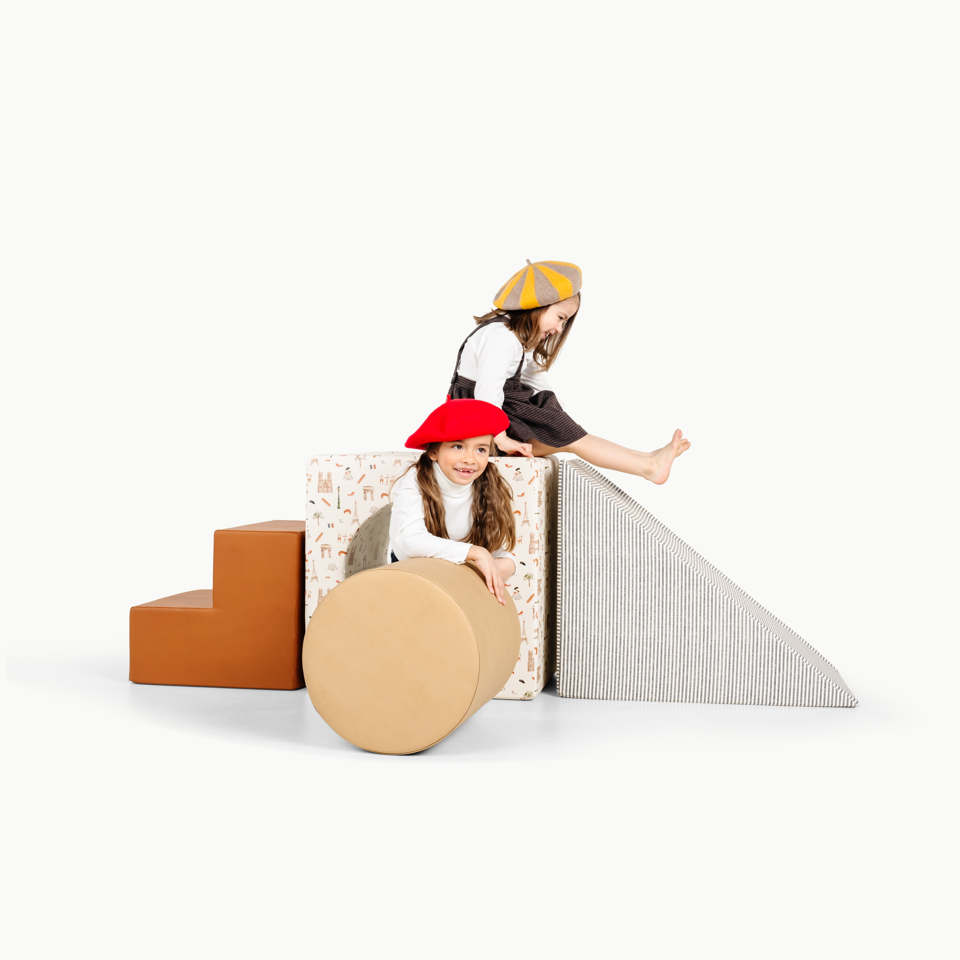 Paris • Wheat • Stone Stripe • Ginger@kids playing with the paris block playset