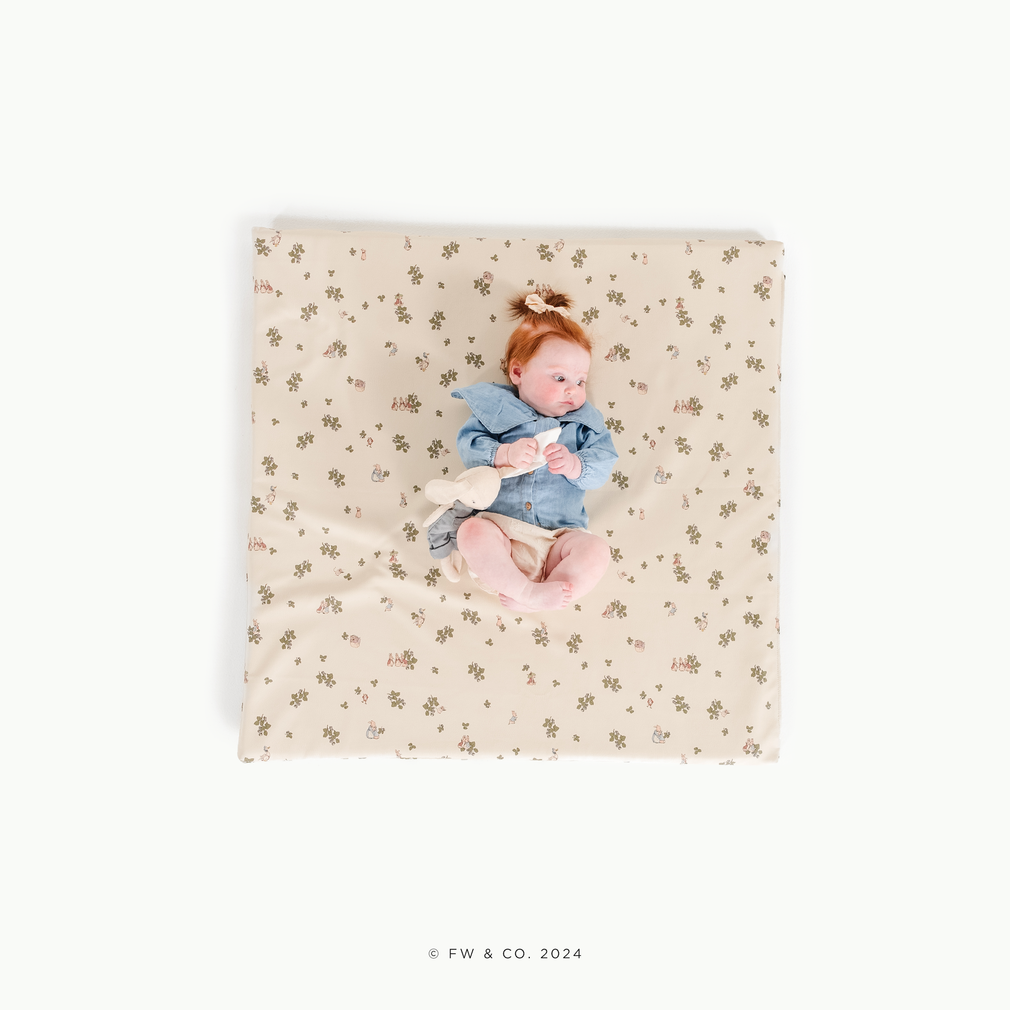 Peter Rabbit™ (on sale) / Square@overhead of baby sitting on padded mini