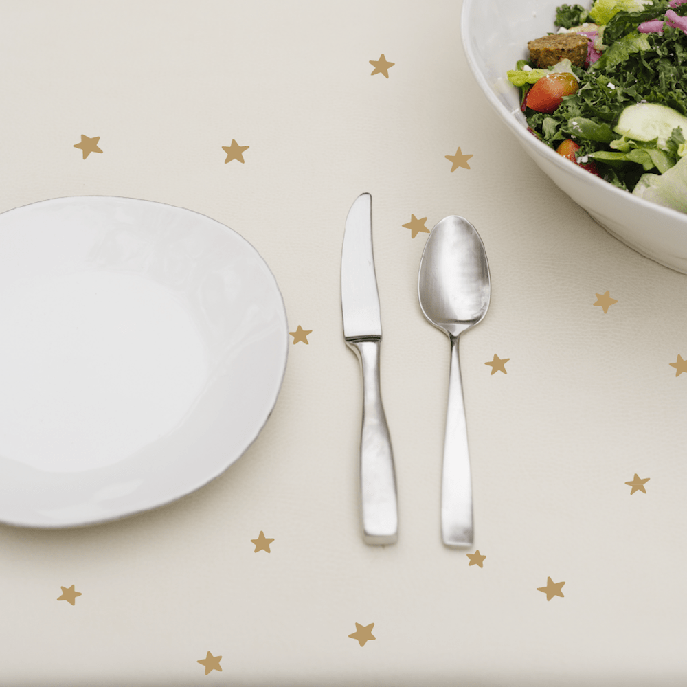 Stars (on sale)@Overhead Stars Tablecloth on table