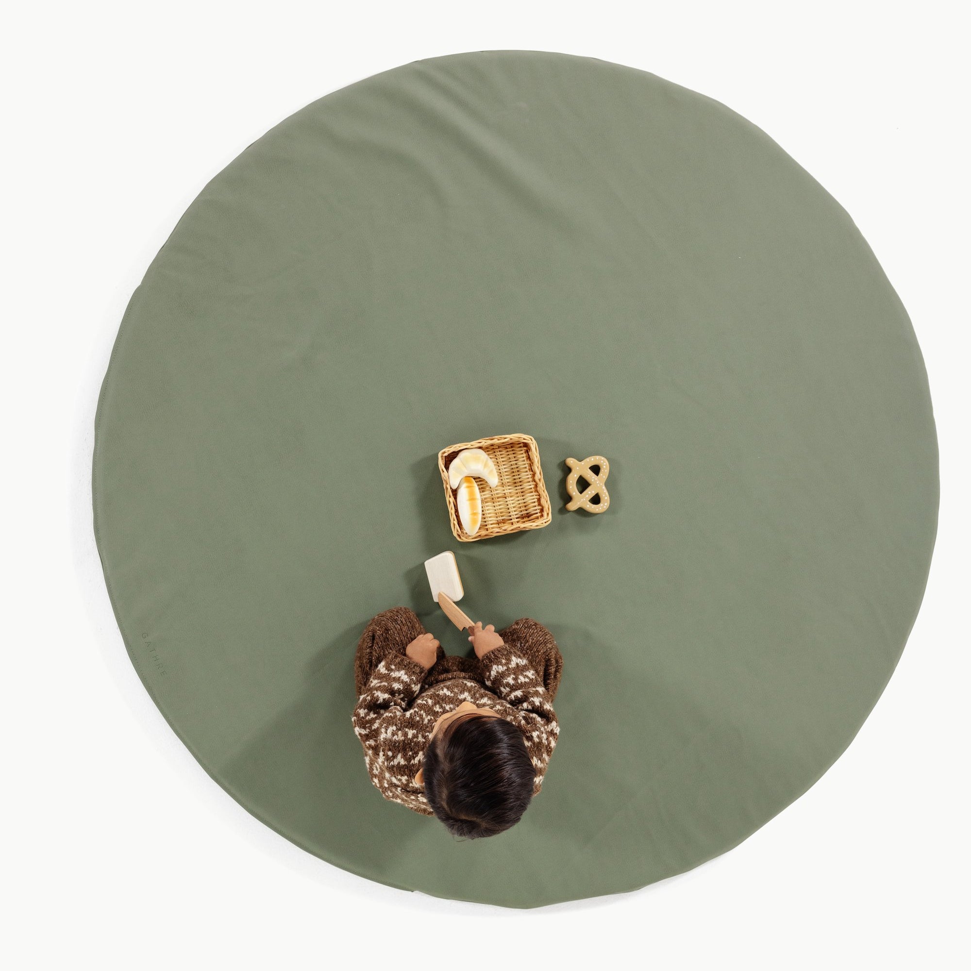 Thyme@Overhead of kid playing on the Thyme Padded Midi Circle