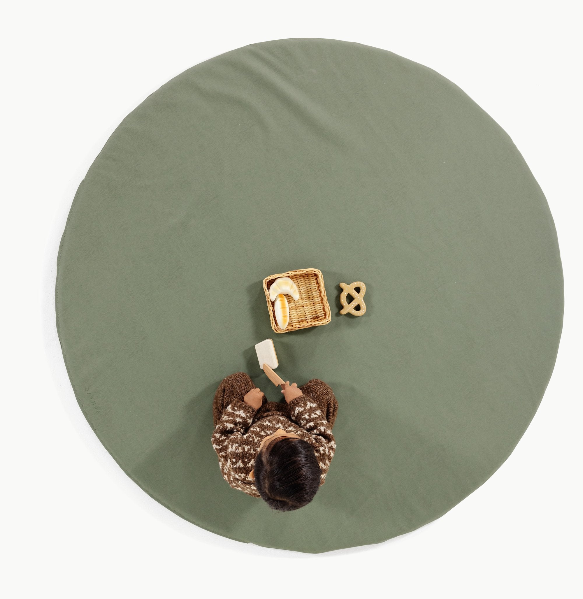 Thyme@Overhead of kid playing on the Thyme Padded Midi Circle