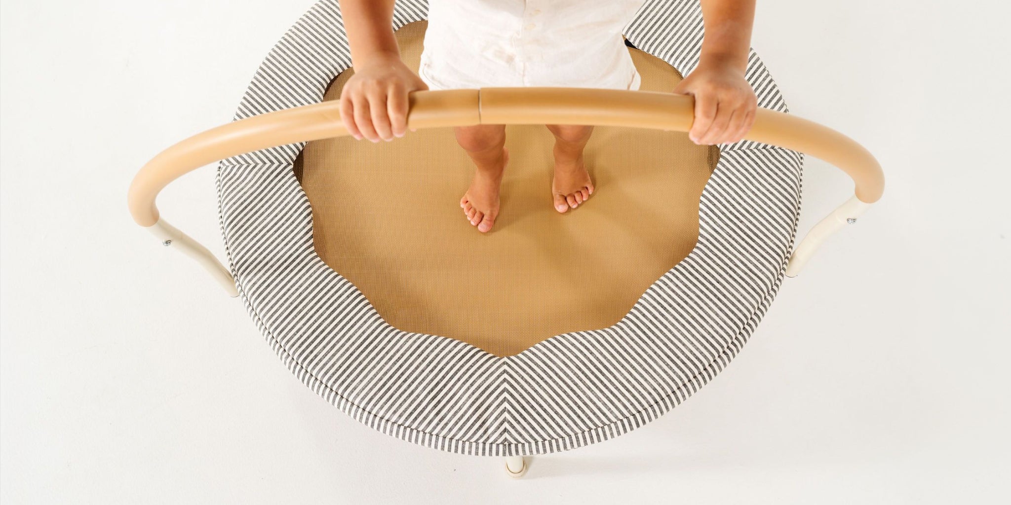 Stone Stripe Scallop@Children’s indoor trampoline with modern design for active play at home