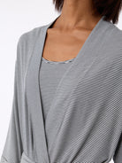Eclipse Mini Stripe@woman wearing a eclipse mini stripe cozy earth robe