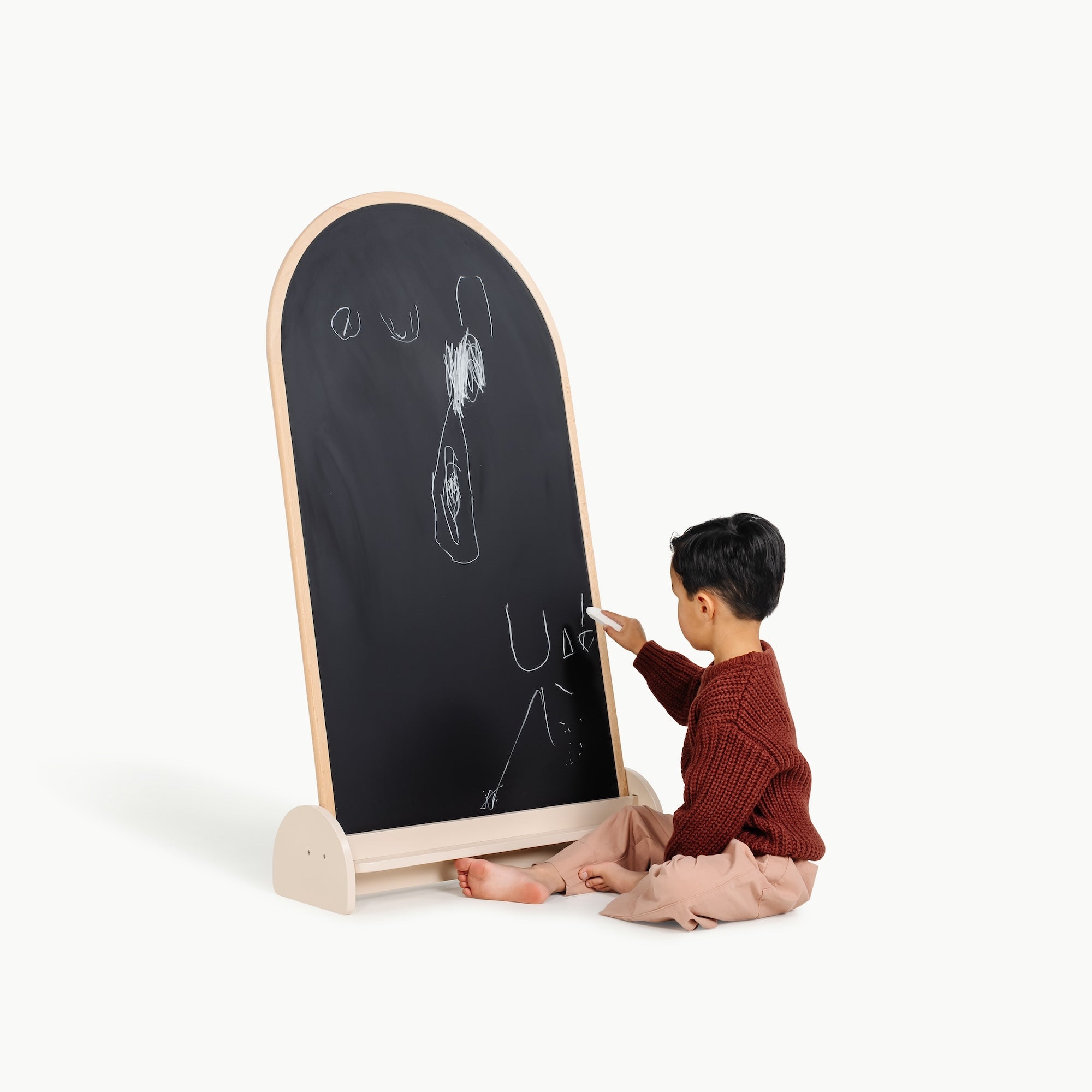 Arched Chalkboard@little boy drawing on chalkboard