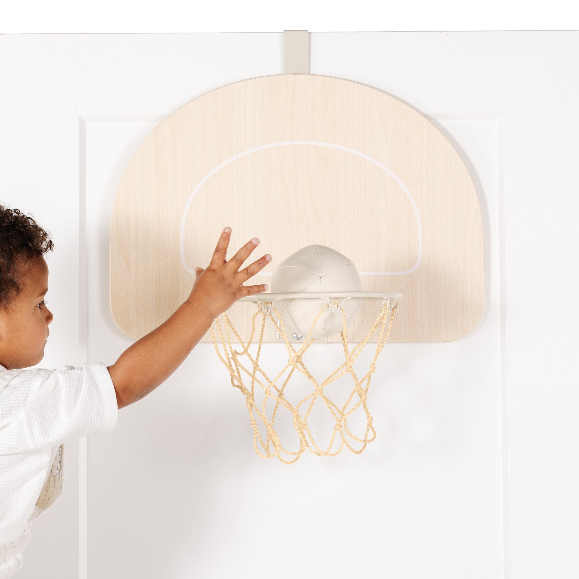 Ivory@Lightweight wooden doorway basketball hoop with durable design