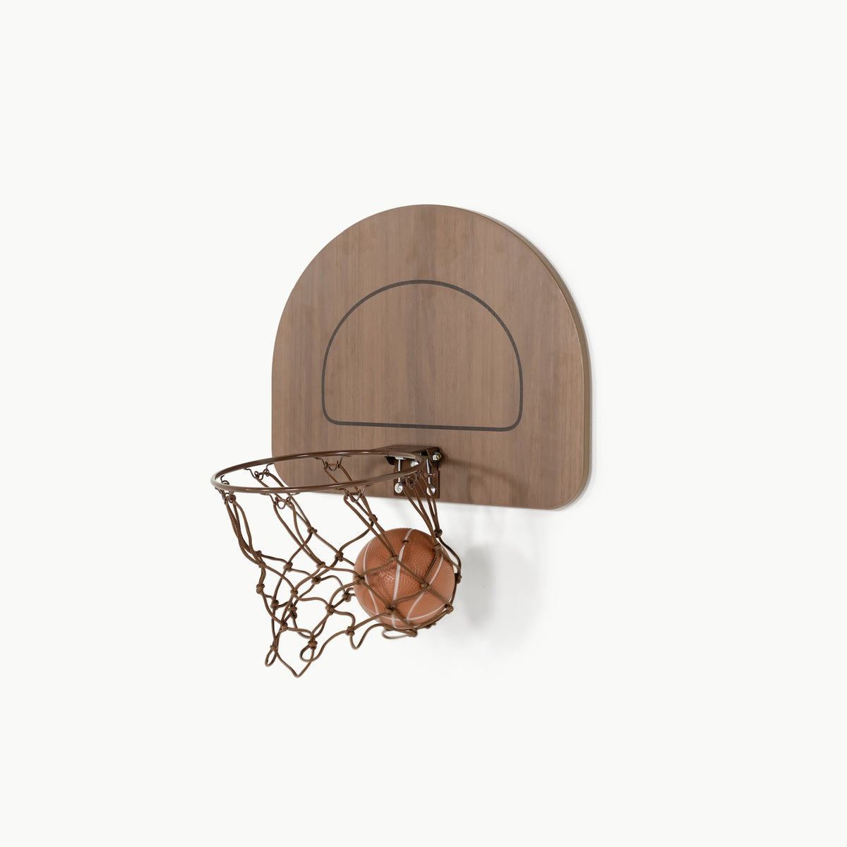 Walnut@Lightweight wooden doorway basketball hoop and inflatable ball with durable design