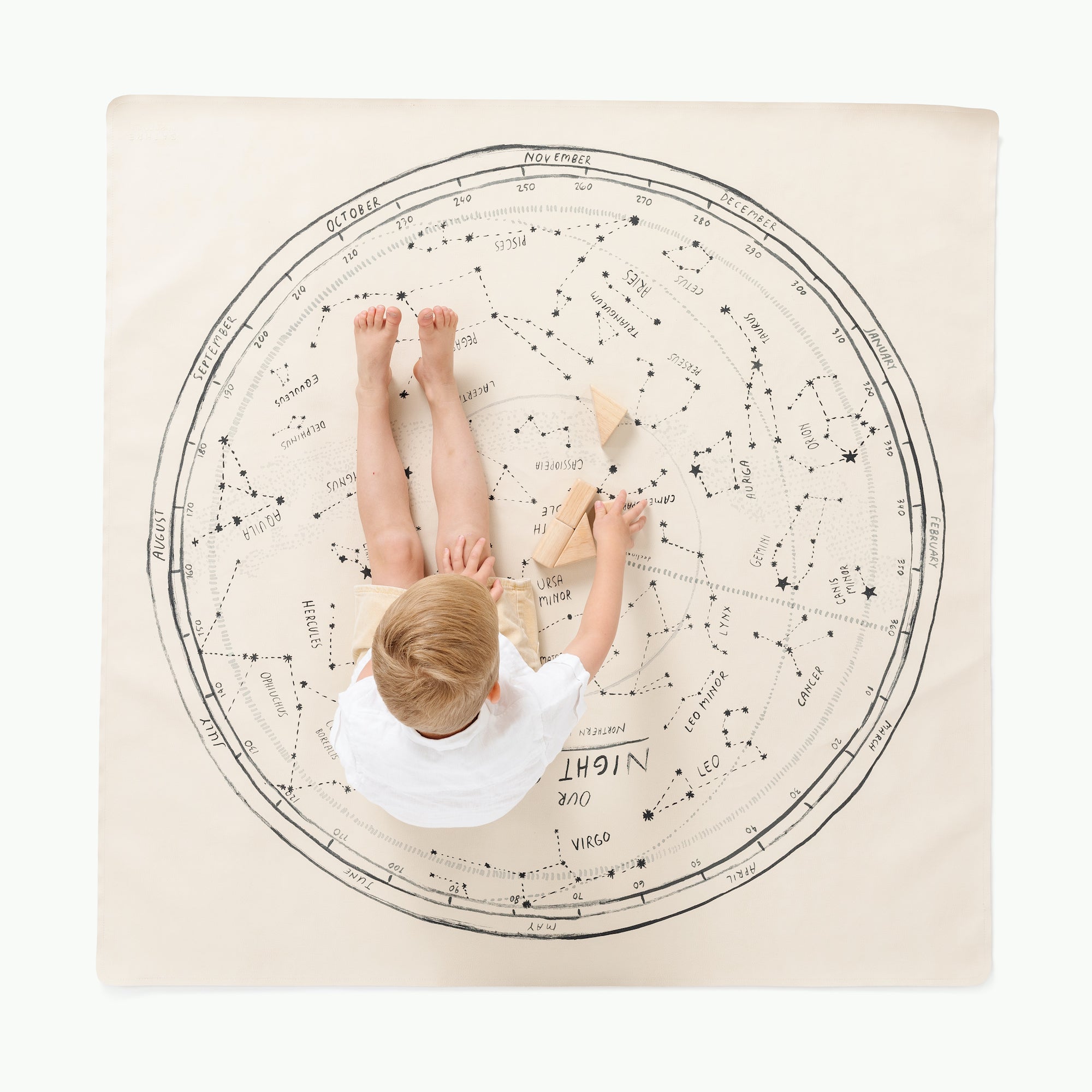 Constellation - Northern Hemisphere (on sale) / Square@overhead of kid playing on the northern hemisphere constellation mat