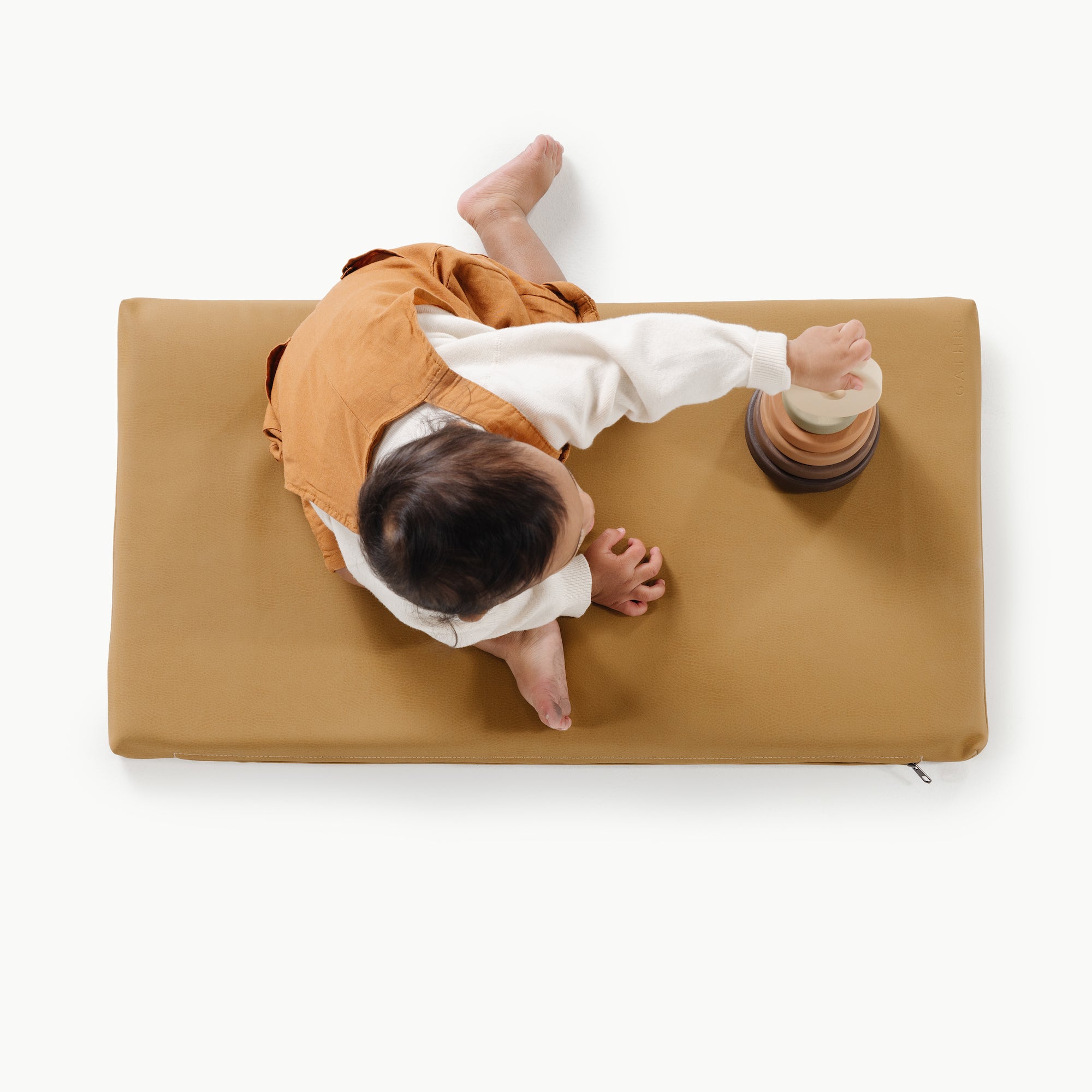Ochre (on sale)@Overhead of baby sitting on the Ochre Padded Micro+