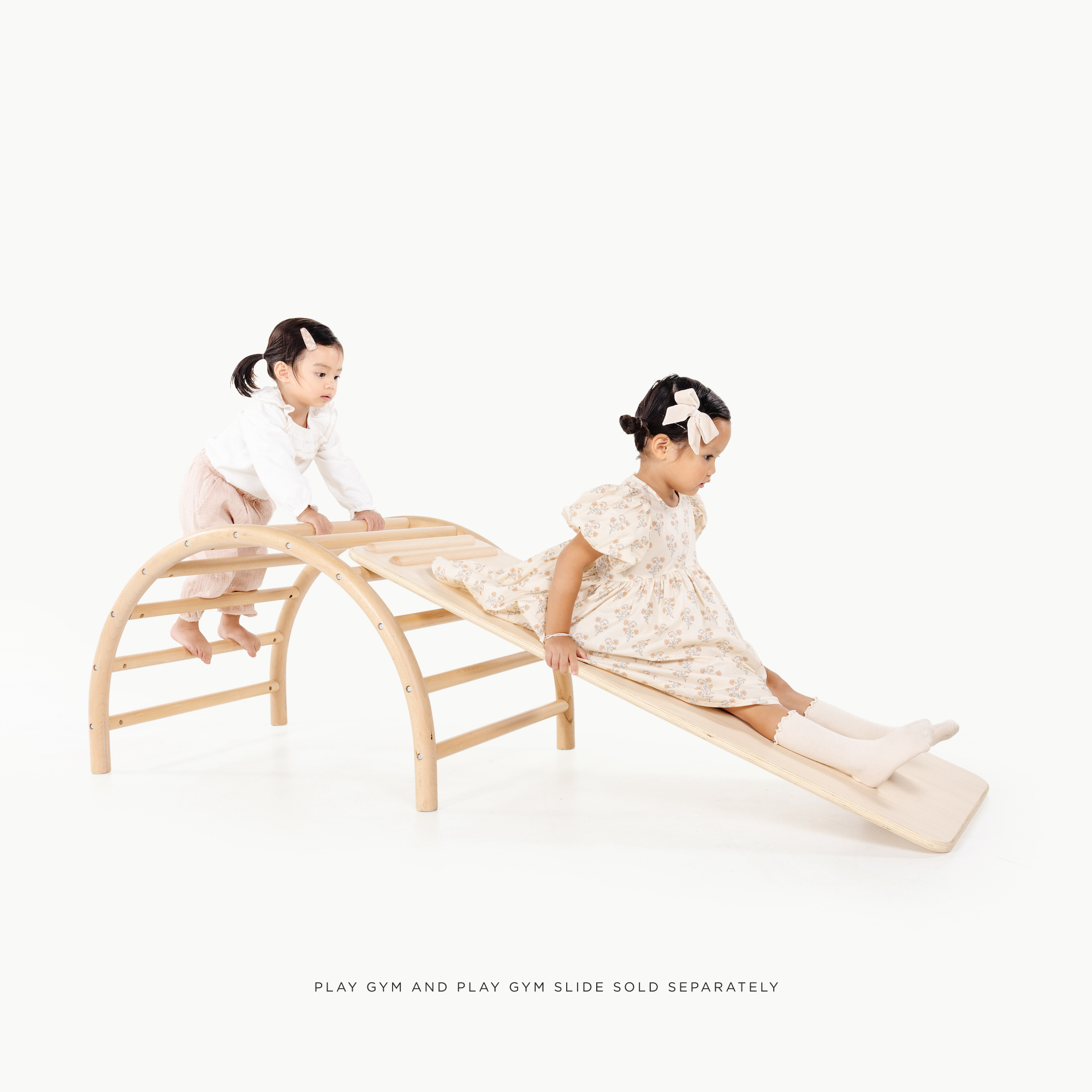 Birch@Kids playing on the Play Gym + Play Gym Slide inforgraphic