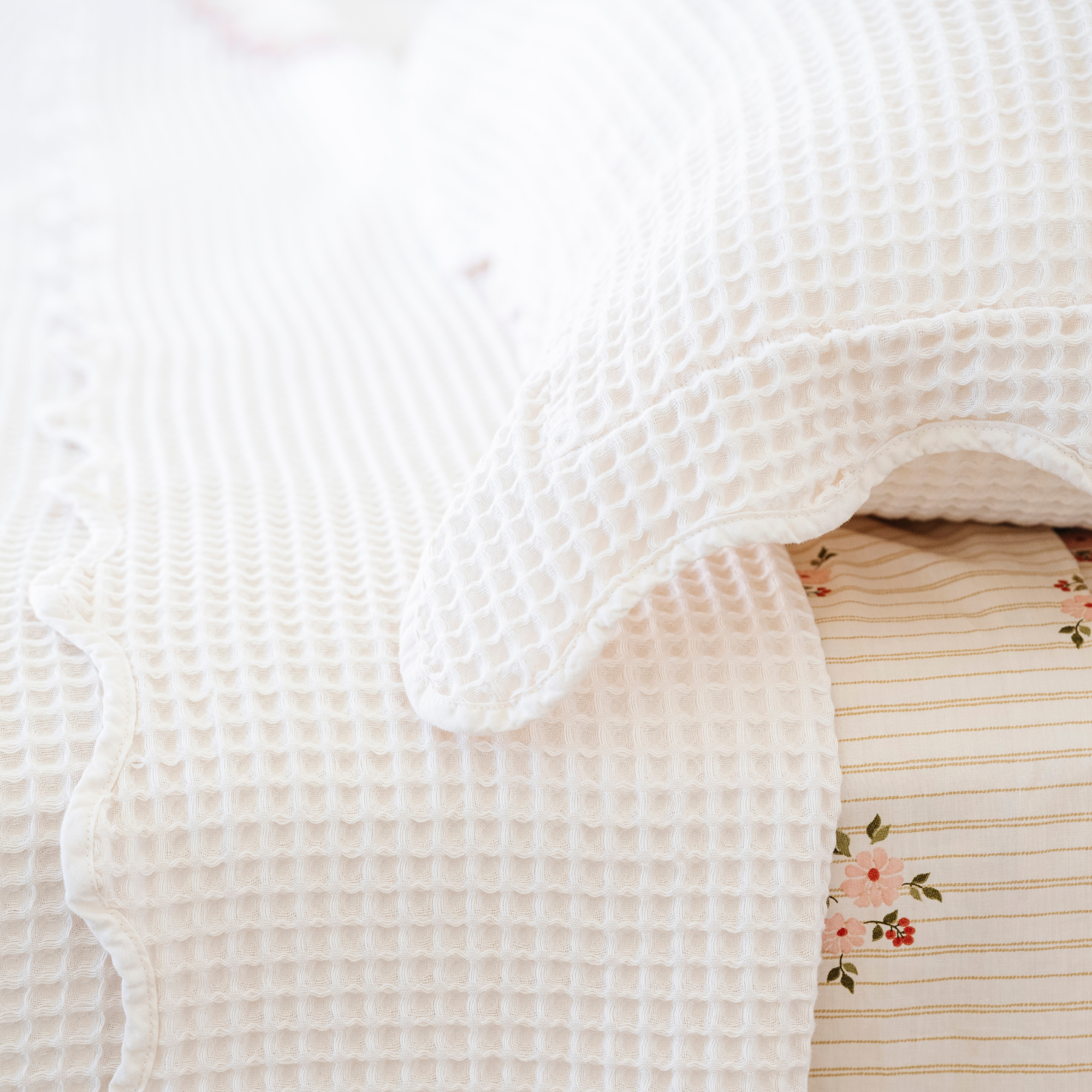 Ivory@Soft cotton kids bedding with waffle knit texture