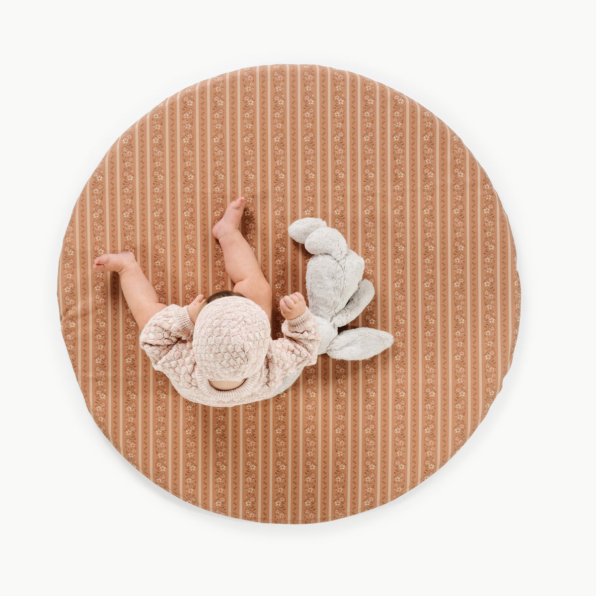Floral Stripe@overhead of baby playing on mini padded mat