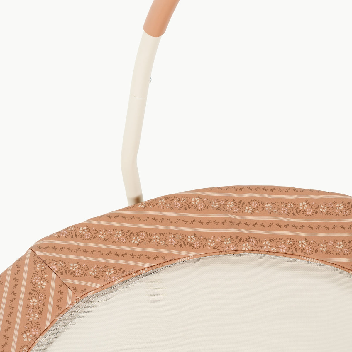 Floral Stripe@Close-up of durable indoor trampoline designed for toddlers and young children