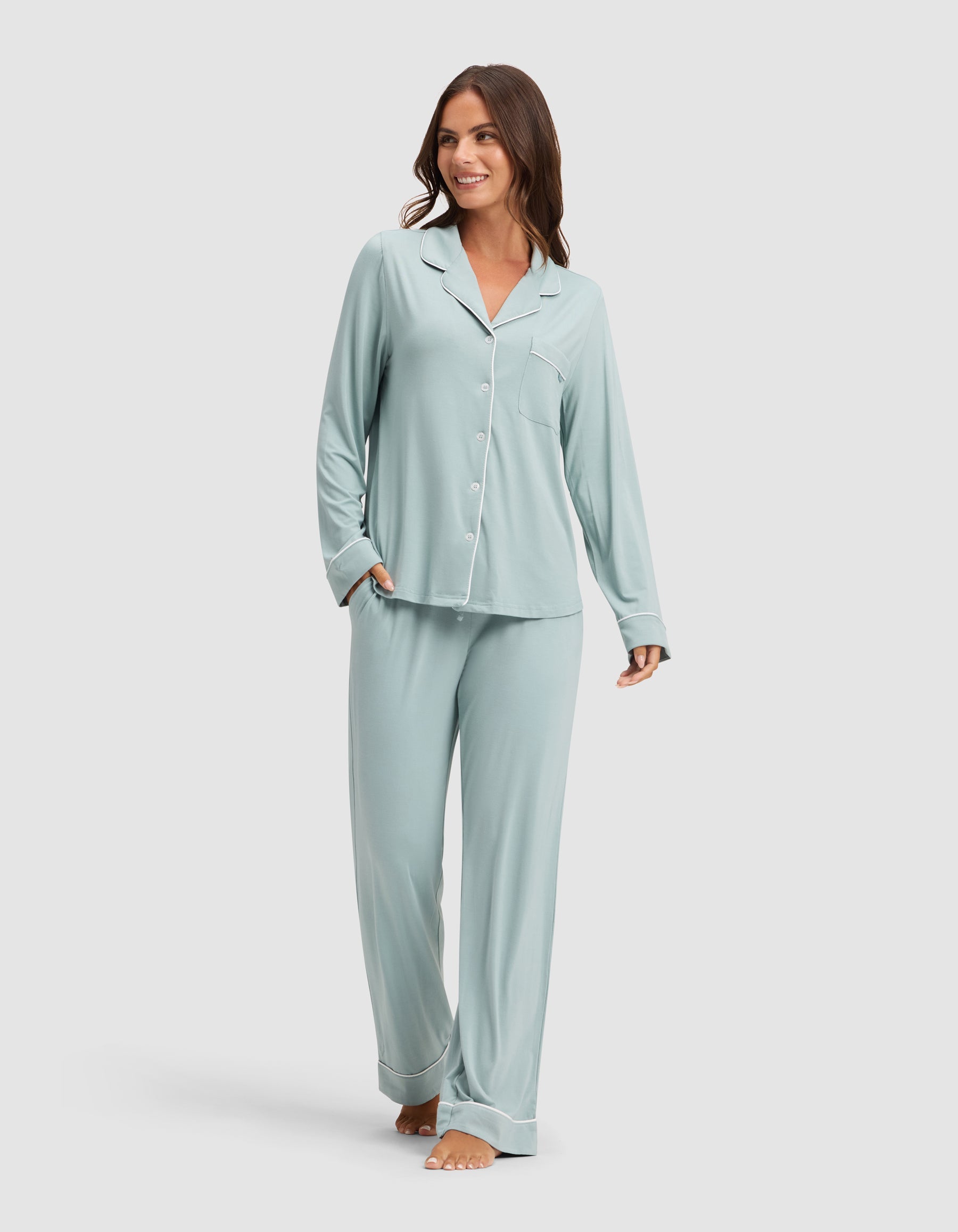 Brook@woman wearing brook cozy earth pajamas