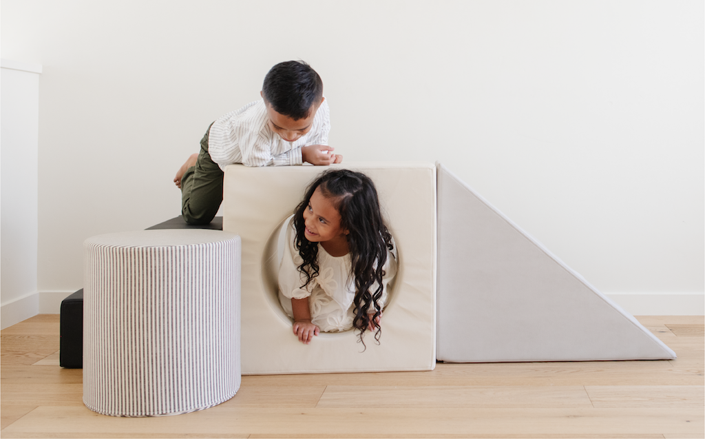 Kids playing on the Block Playset.