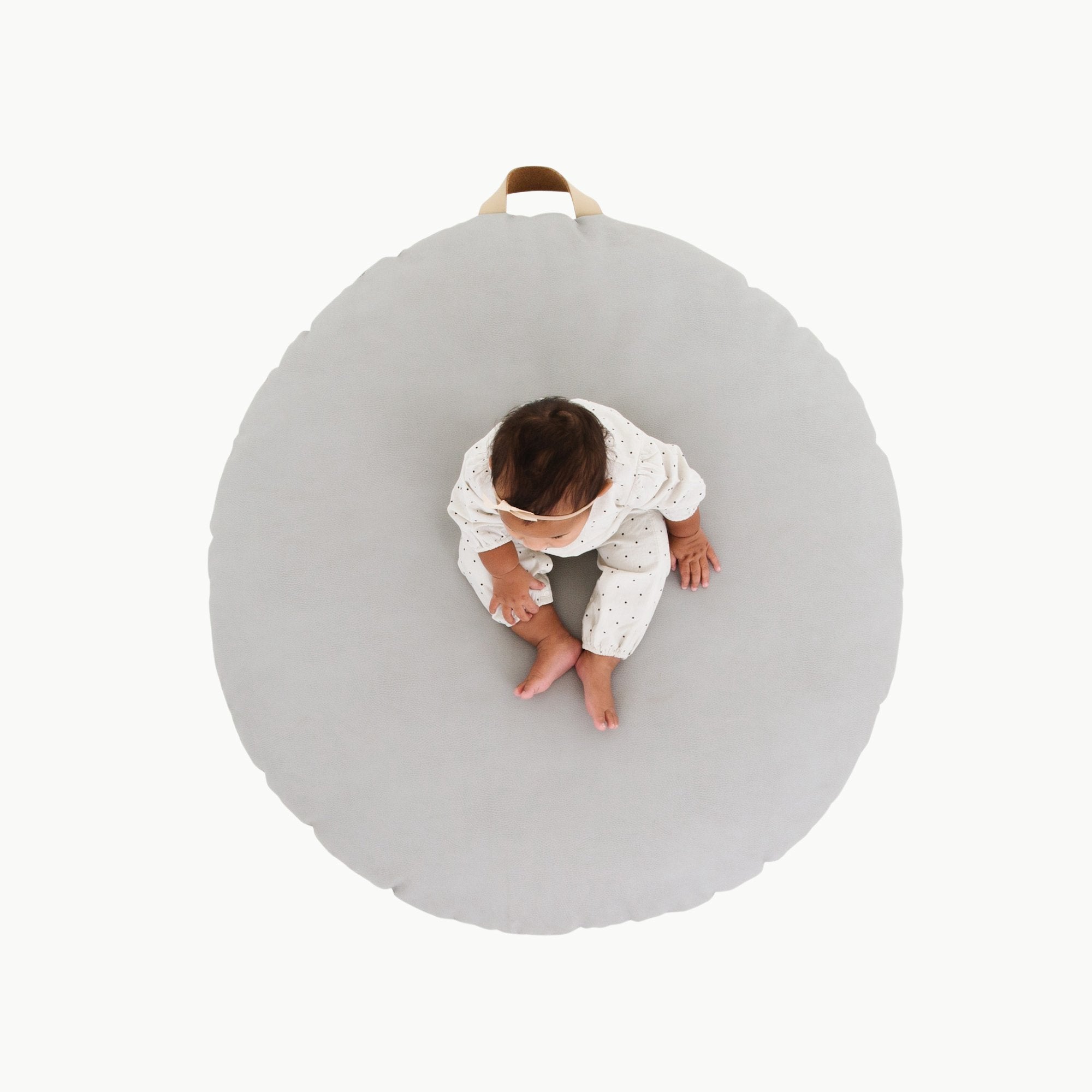 Pewter (on sale) / Circle@Overhead of kid on the Pewter Circle Floor Cushion